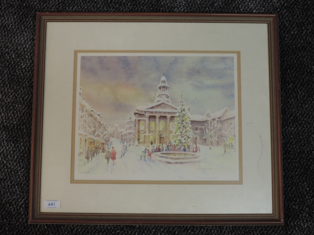 A ltd ed print, after Mario Ottenello, Lancaster Christmas, signed, numbered 129/350, 28 x 36cm,