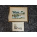 A watercolour, A Blake, Loch Ascog Bute, signed , 23 x 33cm, framed and glazed, and a watercolour,