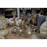 A selection of plated ware including candlestick holder,caddy spoon,vase and more, also included