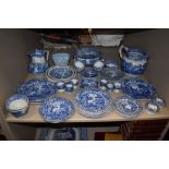 A collection of blue and white Copeland Spode Italian including egg cups,plates of varying size,