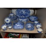 A large collection of blue and white spode Italian,mostly having blue back stamp but some with