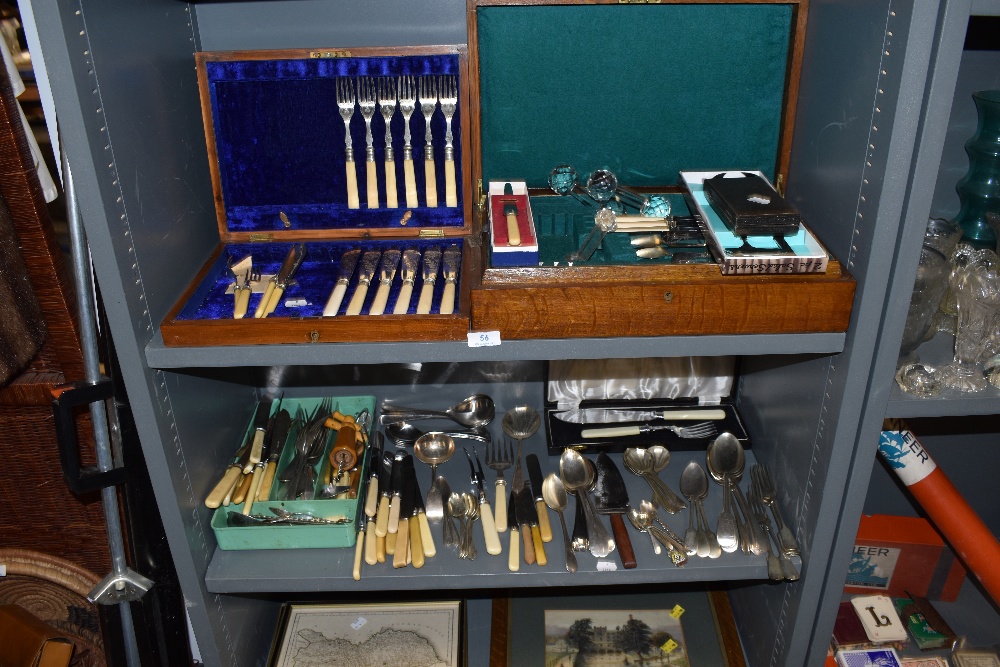 A selection of cutlery table wares and similar including part cased Geraldus set