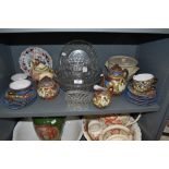 A selection of ceramics including Arthur Wood tea pot Iron Stone plates and lidded pot