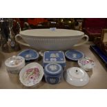 A selection of ceramics including Jasperware Wedgwood and Meadow sweet