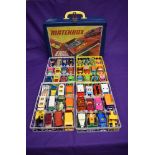 A Matchbox Carry Case containing 48 Matchbox diecasts including mainly Superfast , No 23