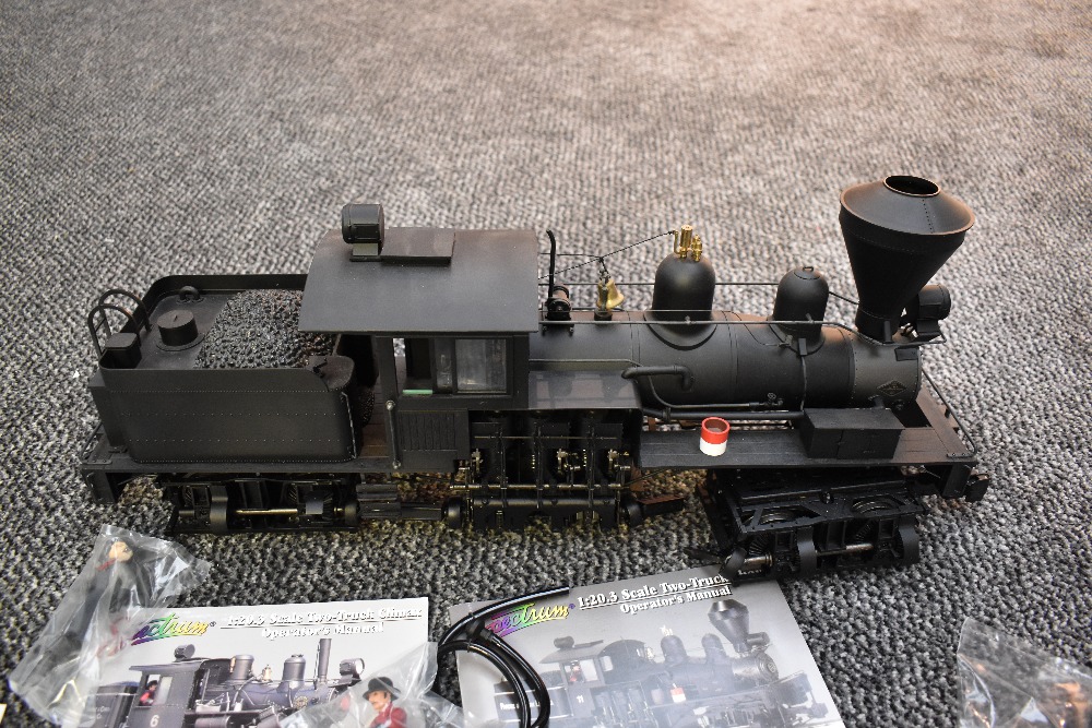 A Bachmann Spectrum Electric G Scale Two Truck Shay 36 Ton Loco & Tender, painted, unlettered, - Image 2 of 2