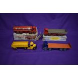 Four Dinky diecasts, Foden 14-Ton Tanker, Mobilgas, in original box 941, Foden Diesel 8 Wheel