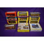 Fourteen Corgi (china) & Drumwell CityBus diecast buses including two sets, East Meets West and