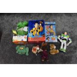 A Mattel Toy Story 2 Woody figure, boxed two Thinkway Toys Toy Story figures, Woody (boxed) and Buzz