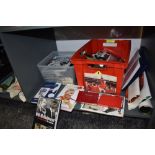 A shelf of modern Sporting Memorabilia including many Premier League Era Bolton Wanderers Matchday