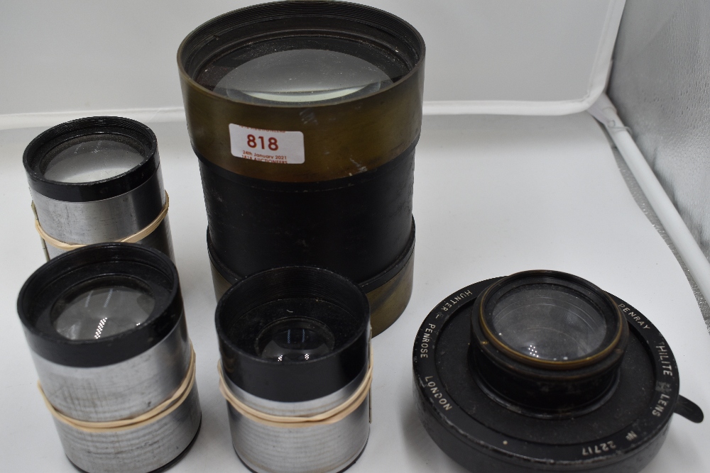 Five projection lenses including three Beck of London, an Aldis Anistigmat 18.5 inch and a Hunter- - Image 2 of 2