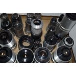 Twenty Four Various projector lenses including Wray, Dallmeyer, Taylor Hobson, Victor etc