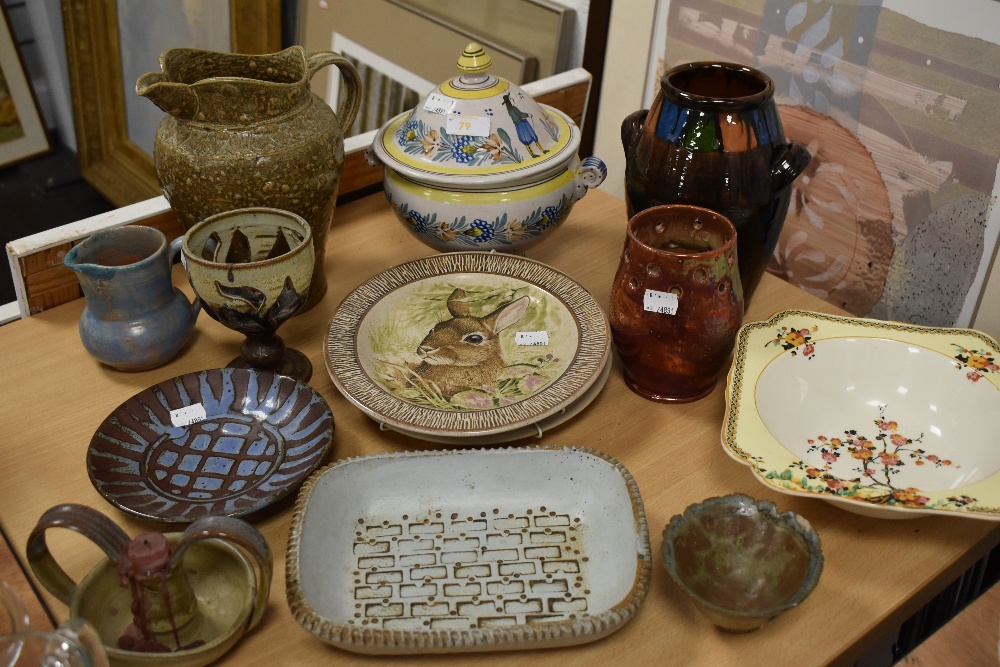 An assortment of studio pottery and ceramics.