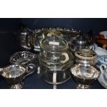 A selection of plated serving items including part tea set and Phoenix ware