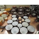 A selection of Hornsea pottery Contrast tea and coffee wares including jars