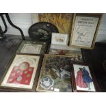 A mixed lot of general photographs,embroideries, vintage maps including OS of England and Wales,
