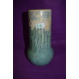 An arts and crafts vase stamped England Ruskin 1930 having green frosted glaze over cream ground AF