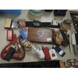 A selection of vintage and retro lighters,pipes, cigarette cases and vesta case and similar.