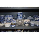 A selection of blue and white wear ceramics including Wedgwood Ice Rose and Seaforth