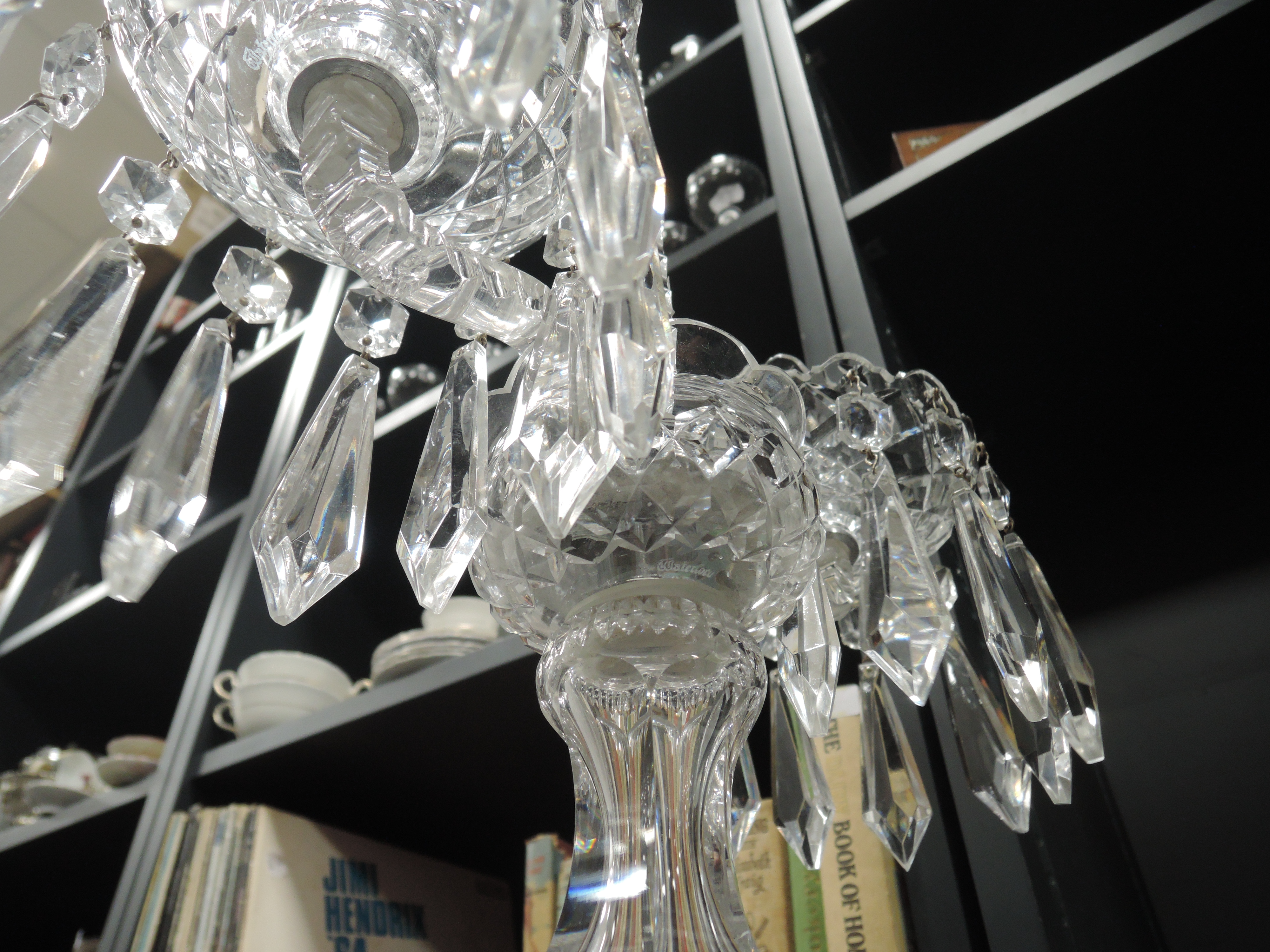 A clear cut crystal Waterford glass candelabra possibly in the Lismore or Irish design having in - Image 2 of 3