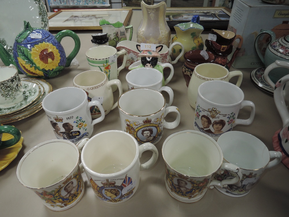 A mixed lot of vintage ceramics amongst which are a Royal Doulton Dickens ware jug also a