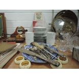 A selection of dinner and table wares including Spode serving plate