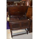 An early 20th Century dark oak empty gramophone cabinet, width approx. 77cm