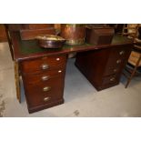 An early 20th Century mahogany pedestal desk, approx. 153 x 84cm