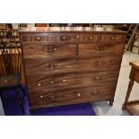 A 19th Century mahogany chest of three frieze over two short over three long drawers