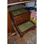 A Victorian mahogany library step, with later leather insets and integral drawer