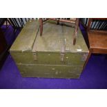 A military style wooden travel /ammo box, approx. 74 x 72 x 50cm