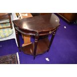 A reproduction mahogany effect hall table, width approx 78cm