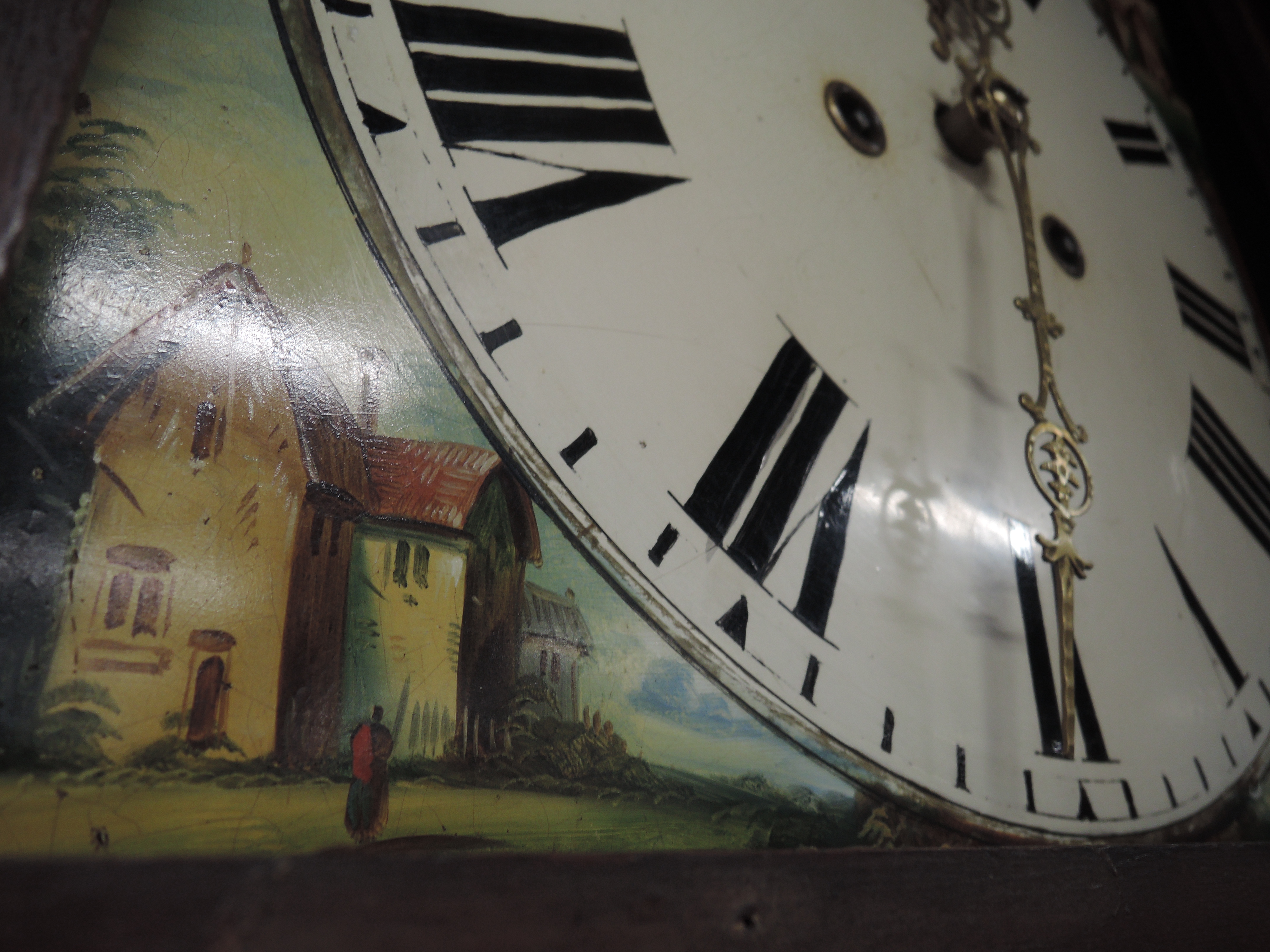 A late 19th Century flame mahogany longcase clock having painted arch dial, 8 day movement, - Image 3 of 4