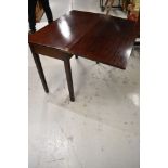 A traditional mahogany fold over tea table, approx. 90 x 45cm closed, opens to 90 x 90cm