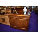 A Victorian mahogany chiffoneir sideboard having ledge back and drawer interior, dimensions