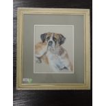 A pastel sketch, E H Borrell, St Bernard dog, signed and dated (19)80, 28 x 22cm, framed and glazed