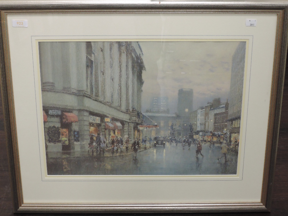 A Ltd Ed print, after Bob Richardson, St Ann's Square, num 496/500, attributed verso, 36 x 49cm,