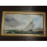 An oil painting on board, Howard Coles, racing yacht, signed and dated (19)78, 42 x 83cm, framed