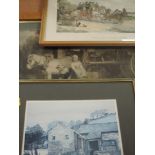 Three decorative prints, inc, after Dakeyne, Pendle Way, 25 x 28cm, framed and glazed