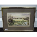 A watercolour, K Lund, Stream by Coniston, signed and attributed verso, 18 x 28cm, framed and