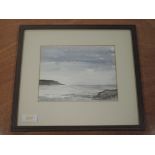 A watercolour, Campbell, Coswell Bay, indistinctly signed and dated (19)87, 14 x 18cm, framed and