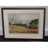 A watercolour J Ingham Riley, The Wasdale Hills, 33 x 50cm, framed and glazed
