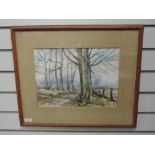 A watercolour, Wheeler, woodland track, signed, 27 x 37cm, framed and glazed