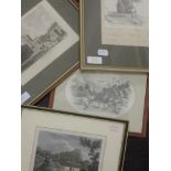 A pencil sketch, Margaret, Loch Katrine, 19th century, 12 x 18cm, framed and glazed, two engravings,