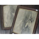 A pair of charcoal sketches, HJM, river landscapes, monogrammed, 27 x 36cm, framed and glazed