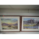 A pair of prints, after Neil J Barlow, Beinn Eighe, and The Cuillin, 30 x 53cm, framed and glazed