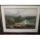 A watercolour, G Richardson, river landscape, presumed Durham,19th century, signed and dated 1882,