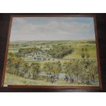 An oil painting on board, John Corcoran, Yorkshire village landscape, signed and dated 1964, 68 x