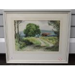 A watercolour, Geoffrey H Pooley, country barn, signed and dated 1971, 25 x 35cm, framed and glazed