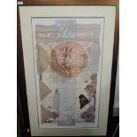 A print, after P G Gravele, stylised still life, dated 1996, 13 x 18cm, framed